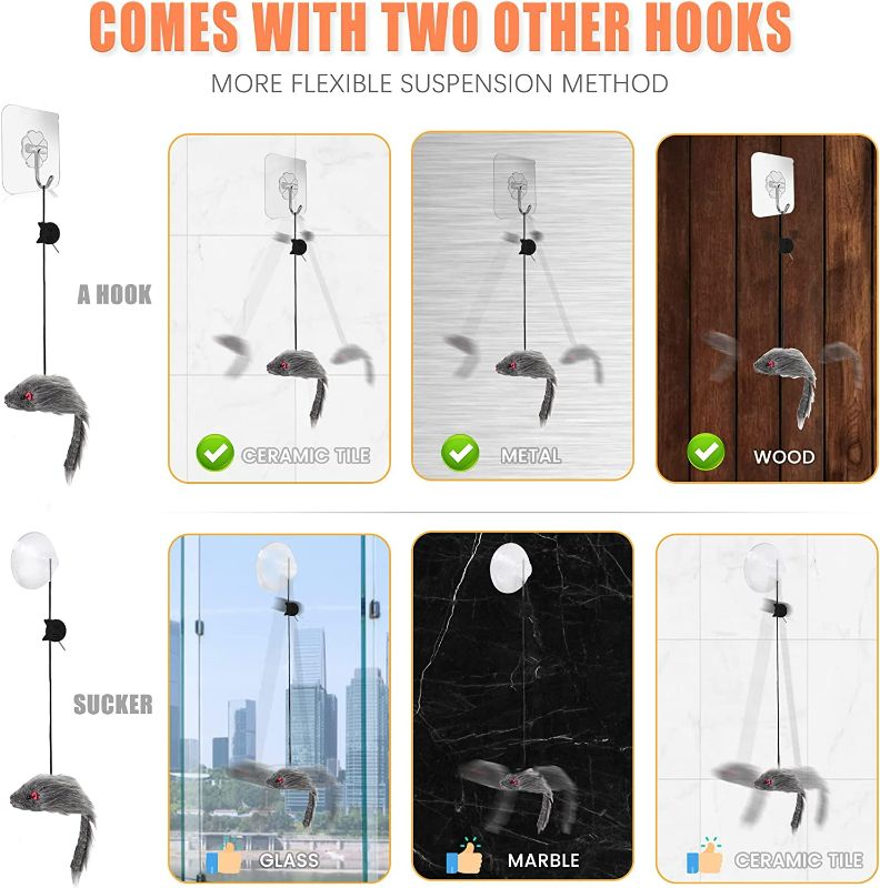 Photo 4 of  Self-Play 3 Ways Hanging Door Cat Mouse Toys for Indoor Cats Kitten,Interactive Cat Mice Toys for Hunting Exercising Eliminating Boredom