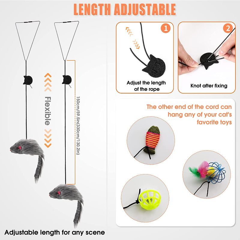 Photo 2 of  Self-Play 3 Ways Hanging Door Cat Mouse Toys for Indoor Cats Kitten,Interactive Cat Mice Toys for Hunting Exercising Eliminating Boredom