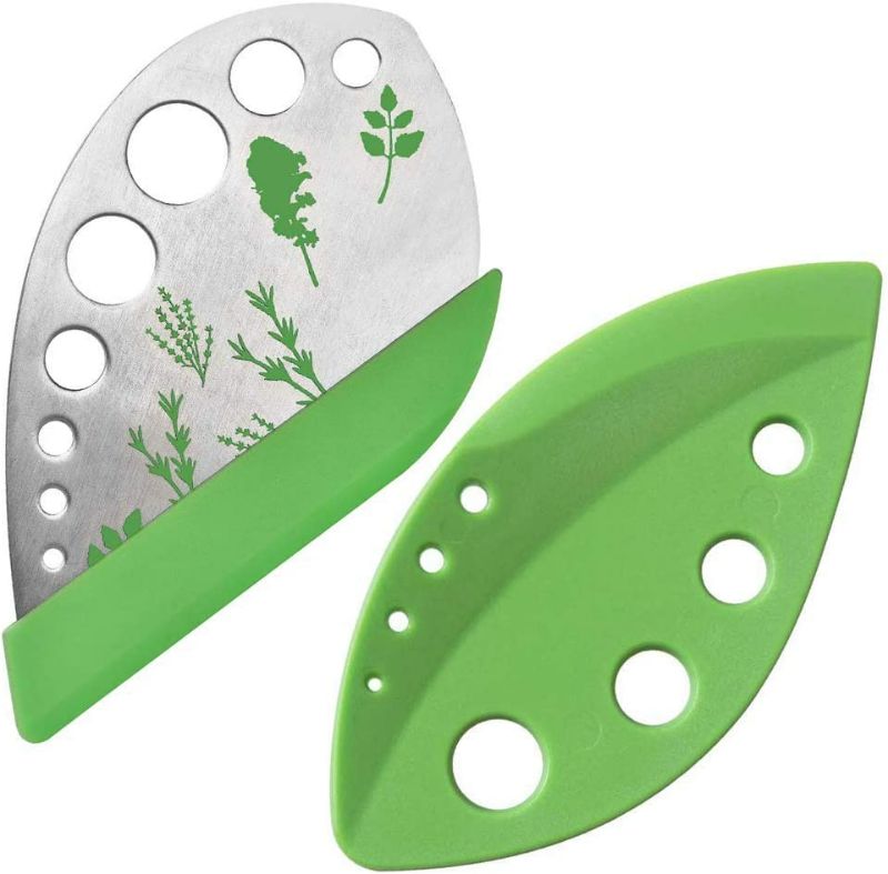 Photo 2 of 2 Pack Herb Stripper Tool 9 Holes Stainless Steel kale Leaf Stripping Zip Tools, Curved Edge Can be Used as a Kitchen Gadgets