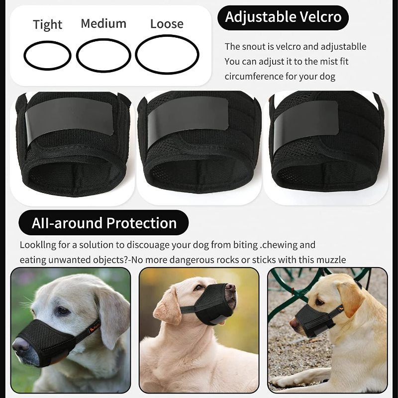 Photo 5 of  Dog Muzzle,Soft Nylon Muzzle Anti Biting Barking Chewing,Air Mesh Breathable Drinkable Adjustable Loop Pets Muzzle for Small Medium Large Dogs 4 Colors 4 Sizes