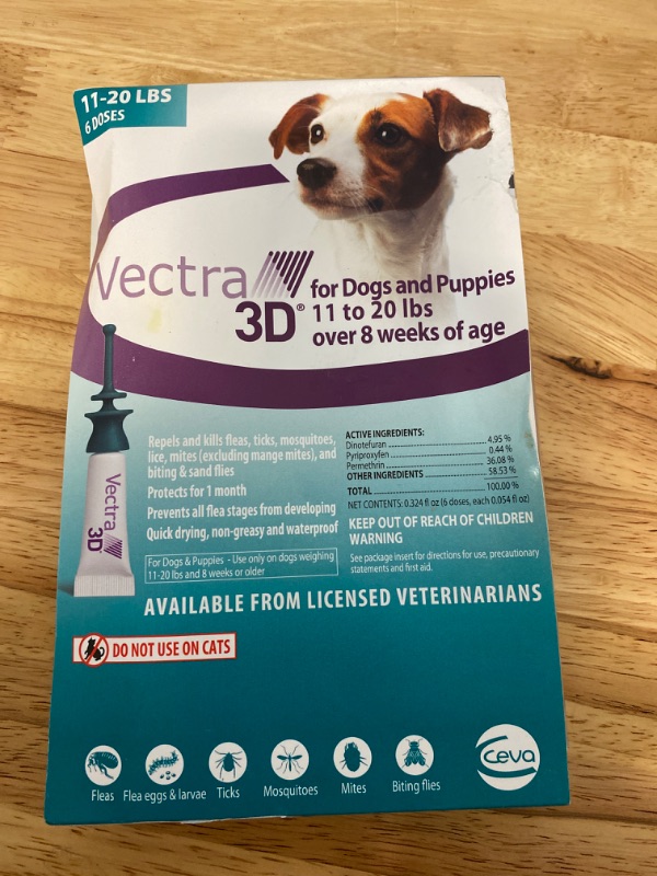 Photo 1 of Vectra 3D Teal for Medium Dogs 11-20 Pounds (6 Doses)