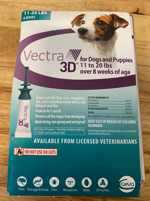 Photo 2 of Vectra 3D Teal for Medium Dogs 11-20 Pounds (6 Doses)