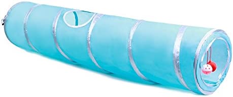 Photo 1 of 2 Way Cat Tunnel Pet Play Tube - Collapsible Tunnel for Small Pet/Cat/Kitty/Doggy/Rabbit (Blue)