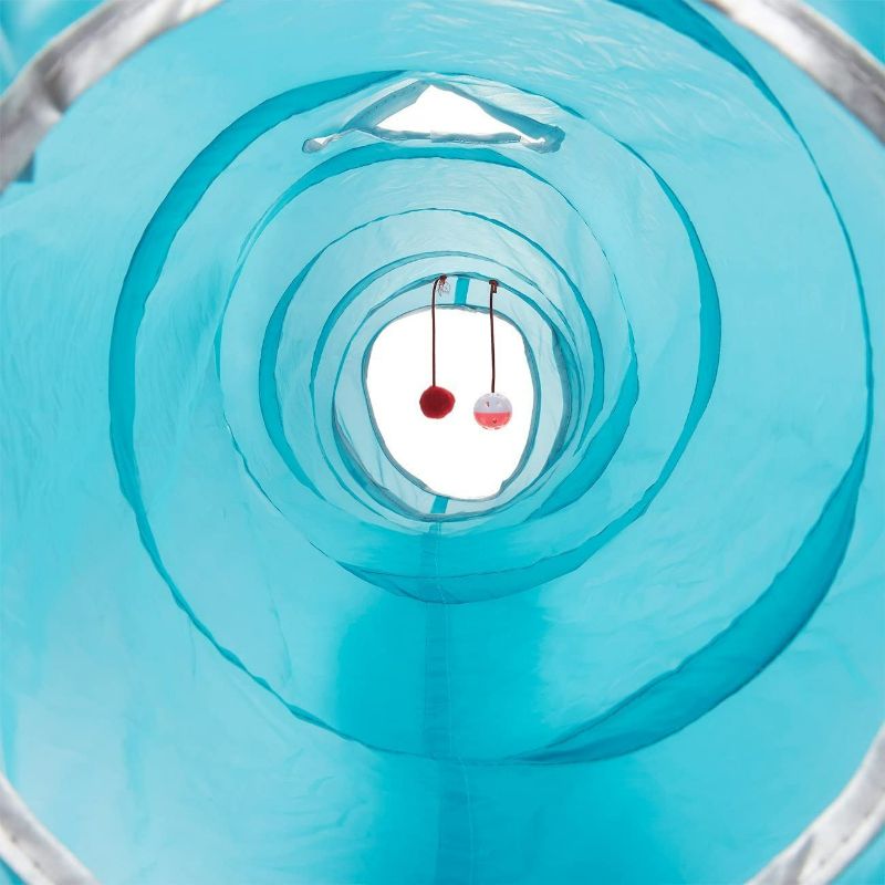 Photo 2 of 2 Way Cat Tunnel Pet Play Tube - Collapsible Tunnel for Small Pet/Cat/Kitty/Doggy/Rabbit (Blue)