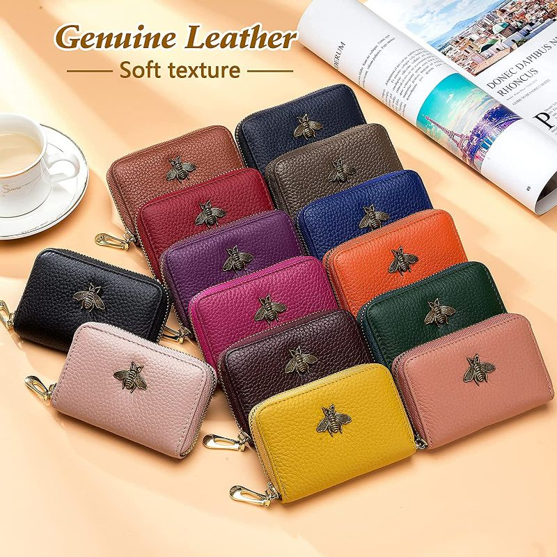 Photo 4 of imeetu RFID Credit Card Holder, Small Leather Zipper Card Case Wallet for Women
