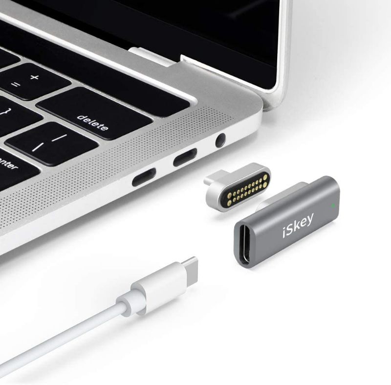 Photo 1 of Magnetic USB C Adapter 20Pins Type C Connector, Support USB PD 100W Quick Charge, 10Gb/s Data Transfer and 4K@60 Hz Video Output Compatible with MacBook Pro/Air and More Type C Devices (Grey) New