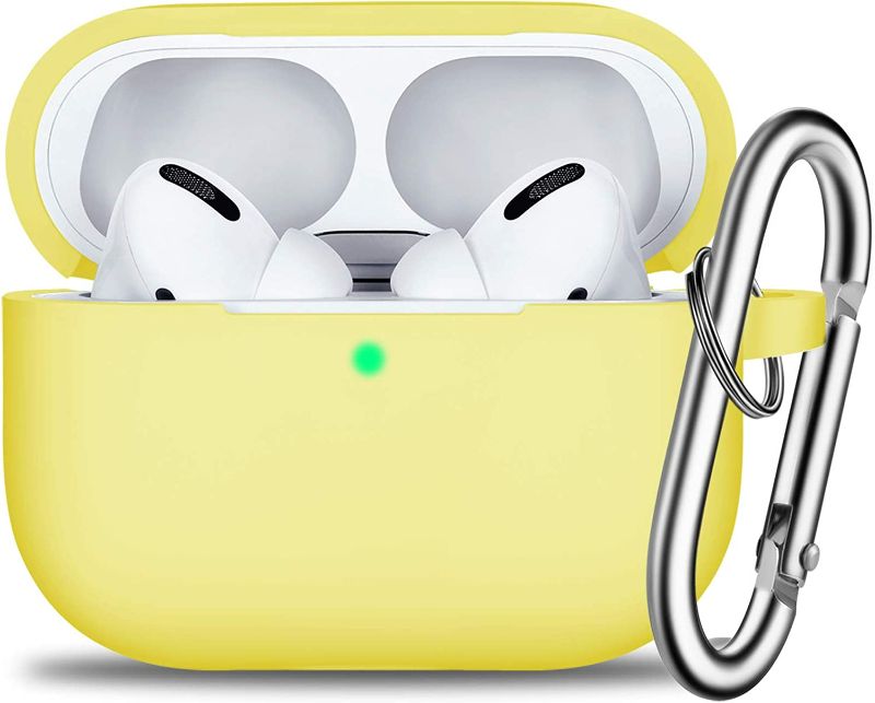 Photo 3 of Ceepuy AirPods Pro Case Cover with Keychain, Full Protective Silicone Skin Accessories for Women Men Girl with Apple 2019 Latest AirPods Pro Case, Front LED Visible 2 pack Light Blue & Yellow