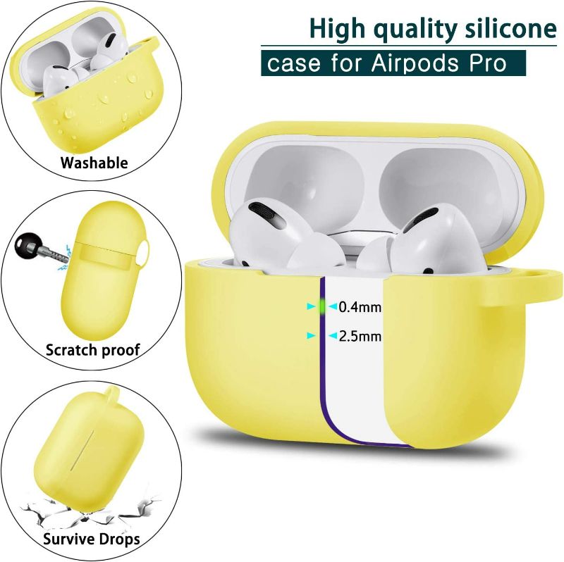 Photo 4 of Ceepuy AirPods Pro Case Cover with Keychain, Full Protective Silicone Skin Accessories for Women Men Girl with Apple 2019 Latest AirPods Pro Case, Front LED Visible 2 pack Light Blue & Yellow