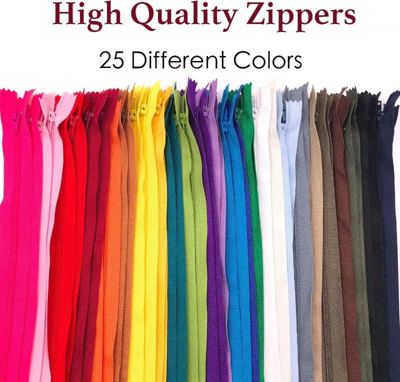 Photo 2 of 60pcs 9 inch Zippers-25Colors Nylon Coil Zipper Bulk #3 Zippers for Tailor Sewing Crafts(Net Length 7.5inch) New