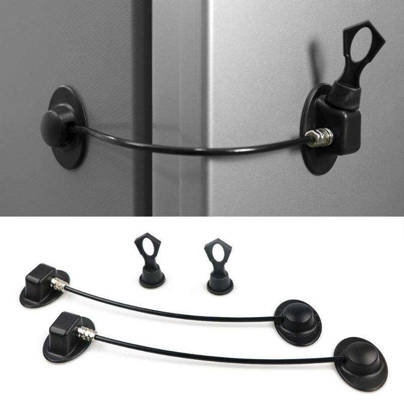 Photo 1 of 2 Pack Refrigerator Lock with Magnetic, Child Safety Locks, Fridge Freezer Door Lock, for Cabinet Drawer, Convenient - Black New