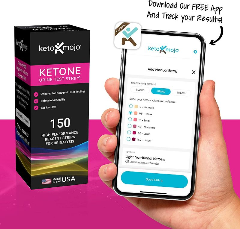 Photo 3 of 150 Ketone Test Strips with Free Keto Guide eBook & Free APP. Urine Test for Ketosis on Ketogenic & Low-Carb Diets. Extra-Long Strips. New