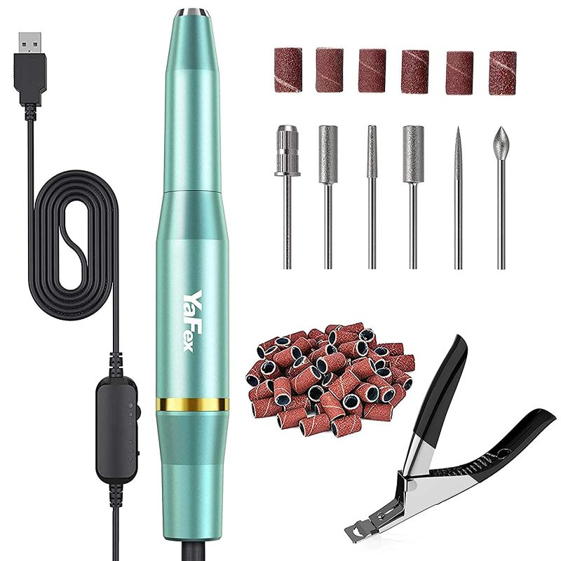 Photo 1 of Electric Nail Drill Kit, YaFex Professional Acrylic Nail File Portable Manicure Pedicure Drill Set for Acrylic Gel Nails with False Nail Clipper, Drill Bits Kit and Sanding Bands, Gift