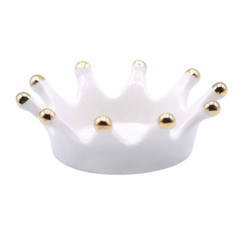 Photo 1 of Minkissy Ceramic Nail Art Palette Crown Shape Manicure Palette Color Mixing Pigment Palette Pigment Holder Finger Ring Plate for Art Nail Makeup (White) New