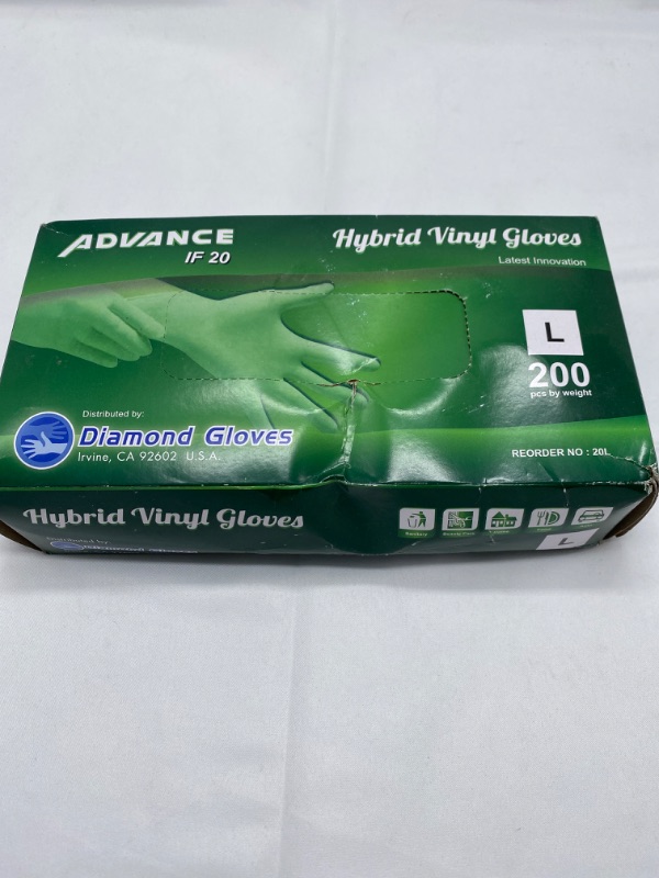 Photo 2 of [ 200 Count ] Advance Diamond Hybrid Vinyl Gloves, Size Large New