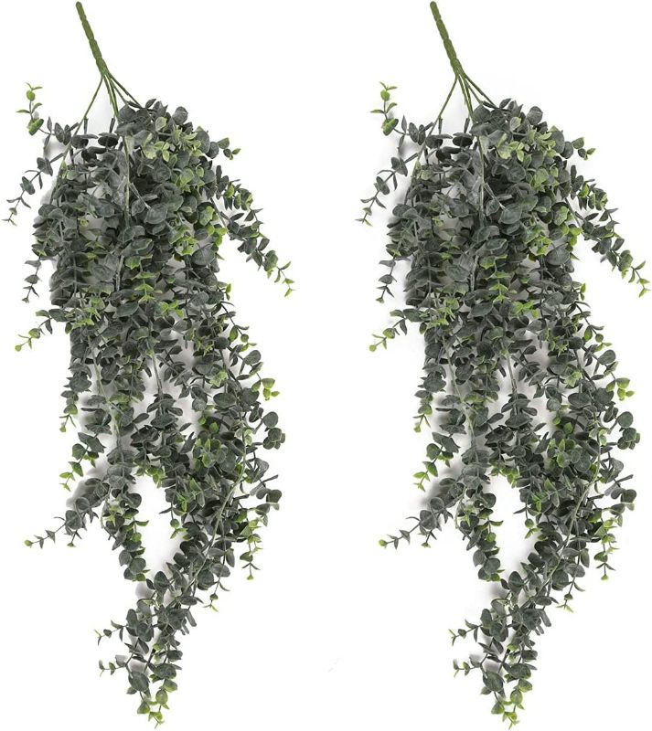 Photo 1 of Season’s Need Decor 30inches Long Faux Eucalyptus Hanging Plant, Set of 2 Artificial Hanging Eucalyptus Leaves Greenery Garland for Wedding Backdrop Arch Wall Décor New