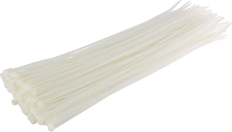 Photo 1 of GTSE 14 Inch White/Clear Zip Ties, 100 Pack, 50lb Strength, UV Resistant Long Nylon Cable Ties, Self-Locking 14" Tie Wraps New
