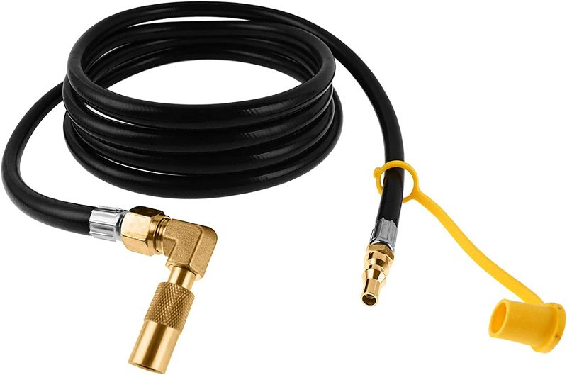 Photo 1 of bbq777 Propane Elbow Adapter Fitting with Extension Hose 12Ft RV Quick-Connect Kit for Blackstone 17"/22" Griddle, Royal Gourmet, Pit Boss, Portable Fire Pit New