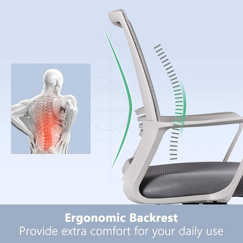 Photo 3 of Smugdesk Ergonomic Mid Back Breathable Mesh Swivel Desk Chair with Adjustable Height and Lumbar Support Armrest for Home, Office, and Study, Gray