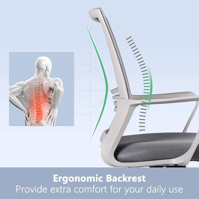 Photo 1 of Smugdesk Ergonomic Mid Back Breathable Mesh Swivel Desk Chair with Adjustable Height and Lumbar Support Armrest for Home, Office, and Study, Gray