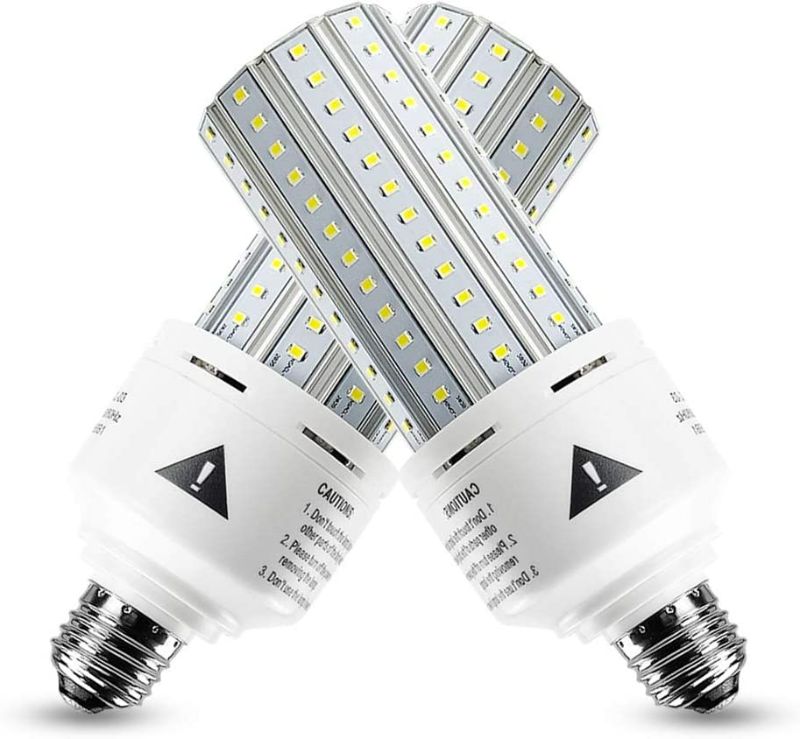 Photo 1 of 2 Pack 500W Equivalent LED Light Bulb 7500 Lumen 5000K Daylight White Bright E26/E27 Medium Base 60W Corn Light Bulbs for Outdoor Indoor Garage Warehouse Factory Backyard Street