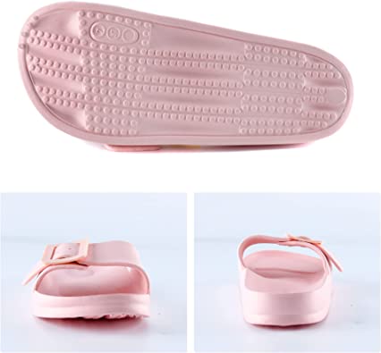 Photo 3 of Telifor Womens Shower Bathroom-Slides-Sandals, Comfort Quick Dry Beach Sandals Adjustable-Eva-Buckle Slip on Slides Lightweight Waterproof-Summer-Slippers for Bath Pool House Pink Size 5 New