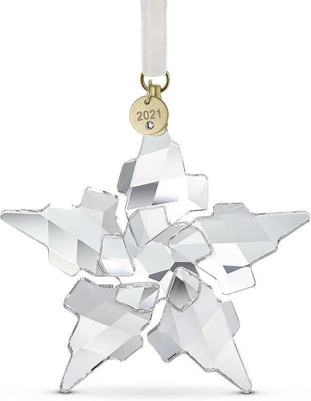 Photo 1 of Swarovski 2021 Ornament, Clear Crystals with Champagne Gold Tone Finish Metal, Part of the Swarovski Annual Edition Collection New