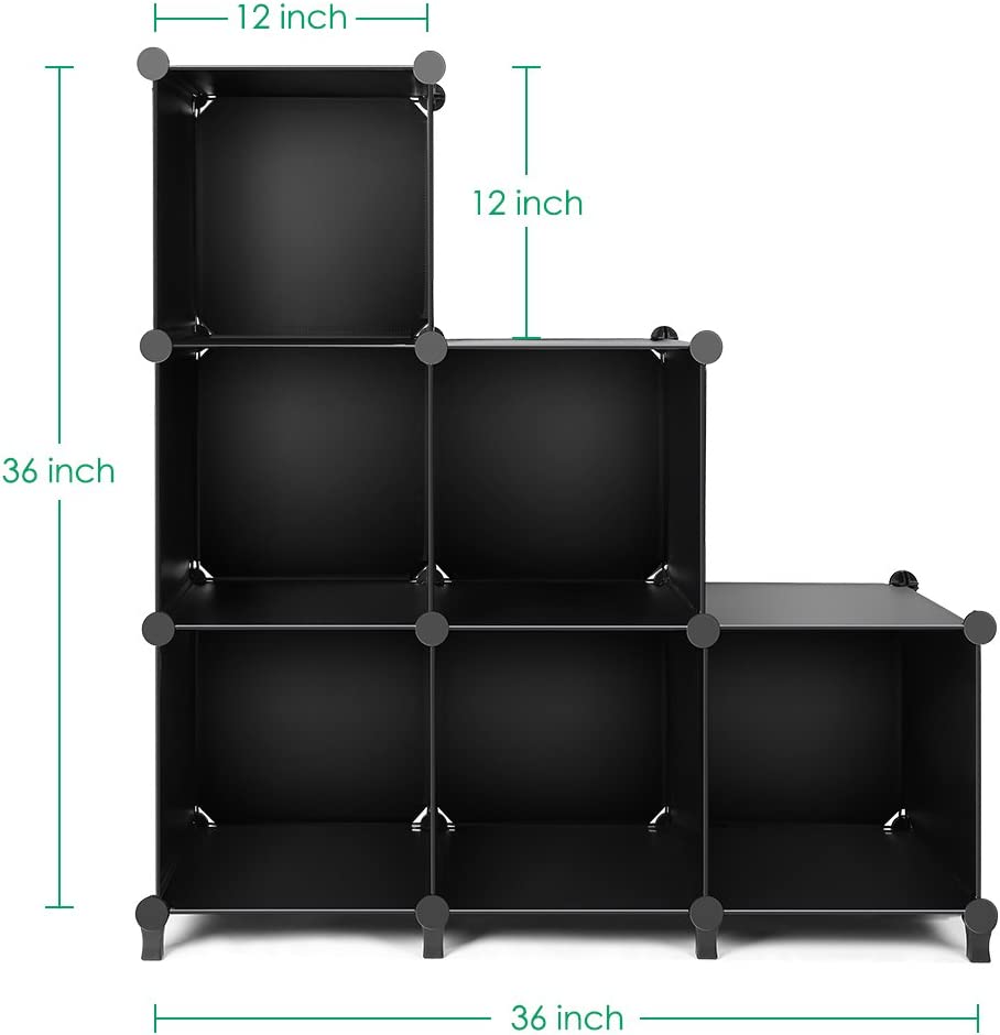 Photo 2 of TomCare Cube Storage 6-Cube Closet Organizer Storage Shelves Cubes Organizer DIY Plastic Closet Cabinet Modular Book Shelf Organizing Storage Shelving for Bedroom Living Room Office, Black New