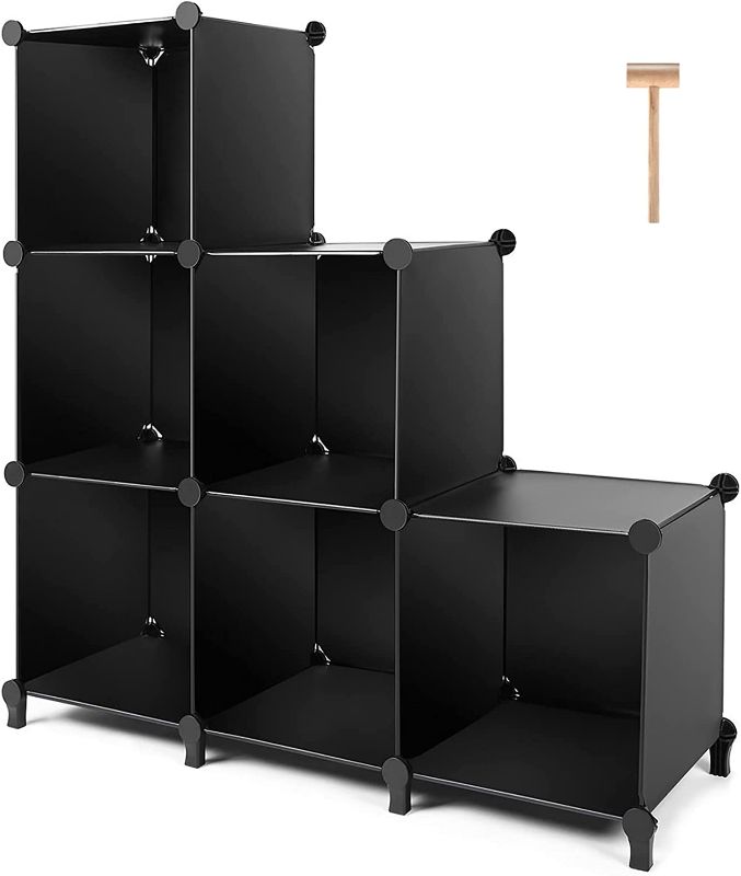 Photo 1 of TomCare Cube Storage 6-Cube Closet Organizer Storage Shelves Cubes Organizer DIY Plastic Closet Cabinet Modular Book Shelf Organizing Storage Shelving for Bedroom Living Room Office, Black New