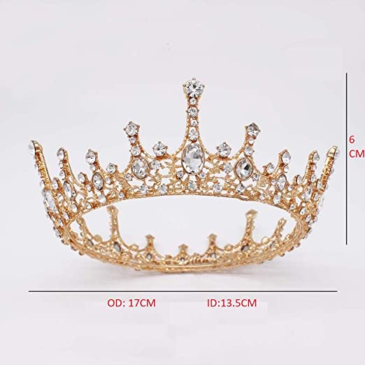 Photo 2 of Crystal Crown Vintage Queen Princess Tiara Bridal Rhinestone Crown Dress-up Wedding Prom Pageant Pearl Crown Hair Accessories for Women and Girls New