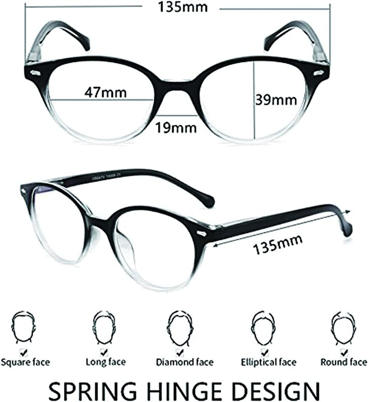 Photo 1 of CRGATV 3 Pack Reading Glasses Blue Light Blocking Fashion Retro Round Computer Readers with Spring Hinge Anti Glare & Eyestrain for Men women( 1.5x Magnification ) New