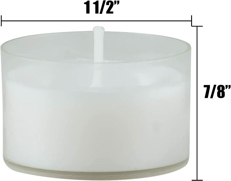 Photo 2 of Stonebriar 48 Pack Unscented 6 to 7 Hour Extended Burn Time Clear Cup Tea Light Candles, White, 48 Count New