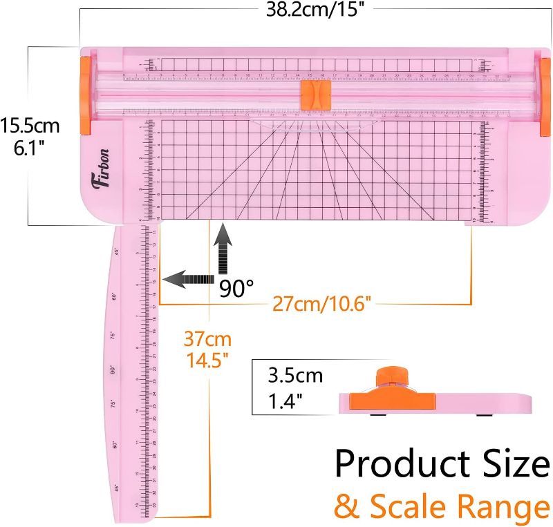 Photo 2 of Firbon A4 Paper Cutter 12 Inch Titanium Straight Paper Trimmer with Side Ruler for Scrapbooking Craft, Paper, Coupon, Label, Cardstock(Pink) New