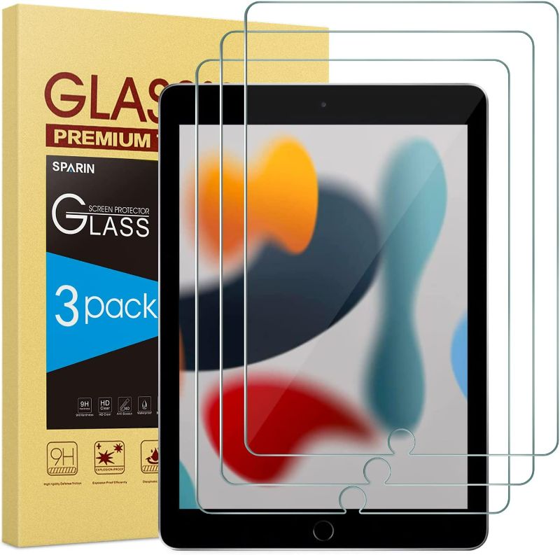 Photo 1 of SPARIN 3 Pack Screen Protector Compatible with iPad 9th 8th 7th Generation 10.2 Inch (2021/2020/2019 Model), Tempered Glass for iPad 10.2 New