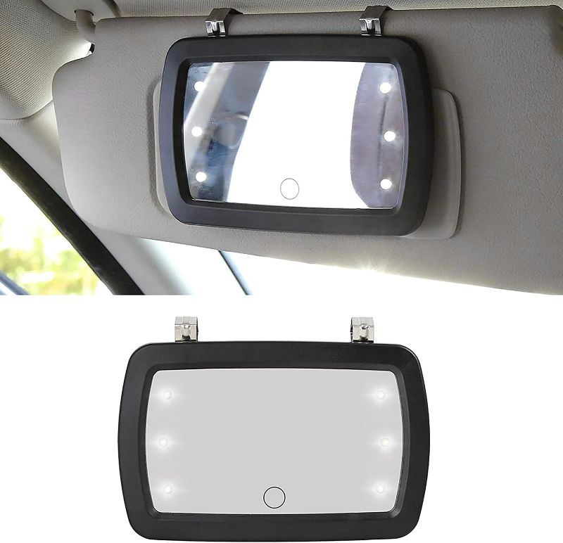 Photo 2 of KKmoon Car Sun Visor Mirror Clip on Vanity Mirror Makeup Sun Shading Cosmetic Mirror with Touch Screen LED Lights New