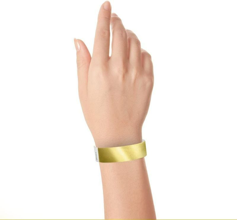 Photo 3 of WristCo Deep Metallic Gold 3/4" Tyvek Wristbands - 500 Pack Paper Wristbands for Events New