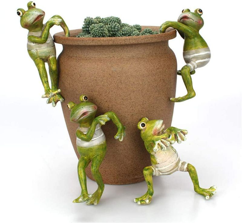 Photo 1 of 4Pcs Resin Climbing Frog Planter Pot Hanger Decorations Frog Flower Pot Resin Hanging Climbing Frog Animal Ornaments for Office Desk Home Garden Pot Decor New
