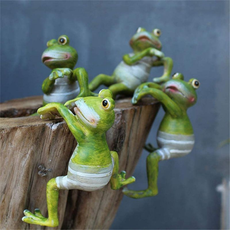 Photo 1 of 4Pcs Resin Climbing Frog Planter Pot Hanger Decorations Frog Flower Pot Resin Hanging Climbing Frog Animal Ornaments for Office Desk Home Garden Pot Decor New