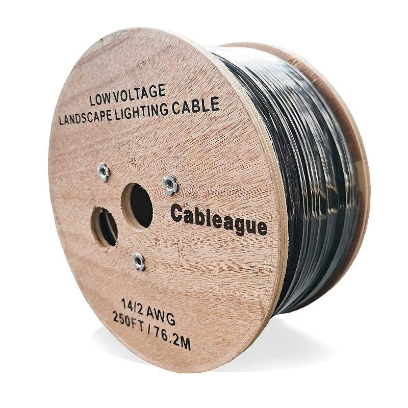 Photo 1 of Cableague 14/2 Low Voltage Landscape Lighting Wire 250ft 14AWG*2C Waterproof Conductor Outdoor Direct Burial 250 feet Black