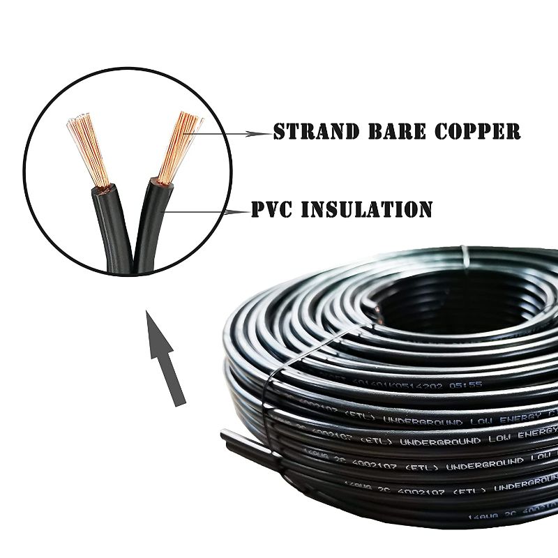 Photo 1 of Cableague 14/2 Low Voltage Landscape Lighting Wire 250ft 14AWG*2C Waterproof Conductor Outdoor Direct Burial 250 feet Black