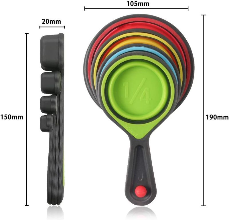 Photo 2 of Collapsible Measuring Cups and Spoons - Portable Food Grade Silicone for Liquid & Dry Measuring, 8 Piece Set Kitchen Measuring Tool New
