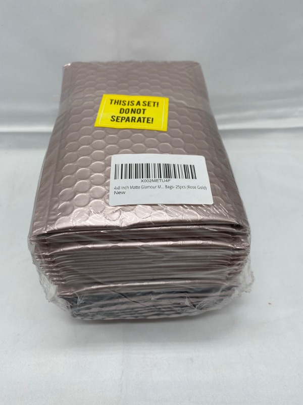 Photo 3 of 4x8 Inch Matte Glamour Metallic Bubble Mailers, Self-seal Closure Envelopes Shipping Bags- 25pcs (Rose Gold)