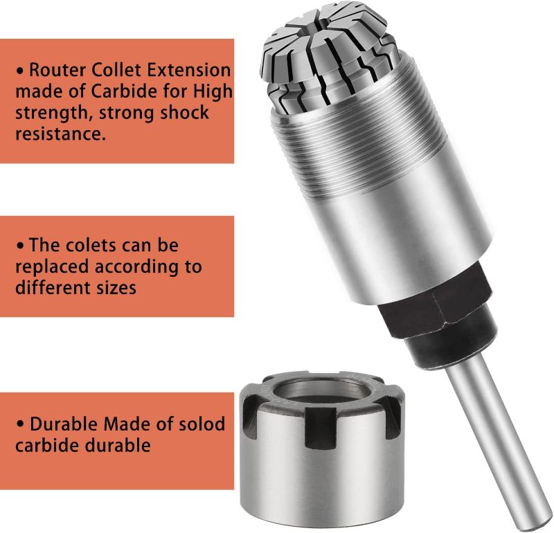 Photo 3 of 1/4 Inch Shank Router Bit Collet Extension Chuck Converter Adapter, Convert 1/2-Inch & 1/4-Inch Shank Bits with ER20 Spring Collet, ER20 M Type Collet Chuck Wrench Spanner -(Pack of 4)