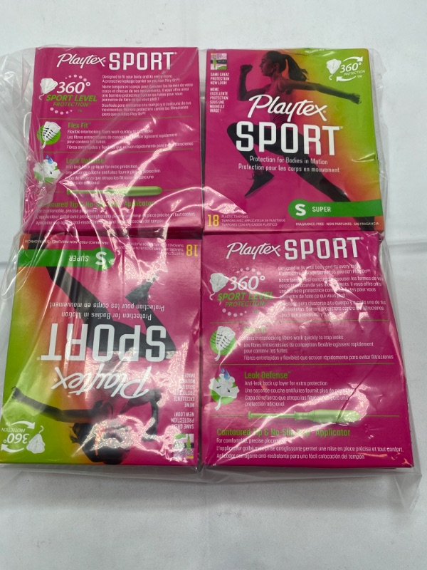 Photo 1 of Playtex Sport Tampons, Super Absorbency, Fragrance-Free - 18ct 4 pack