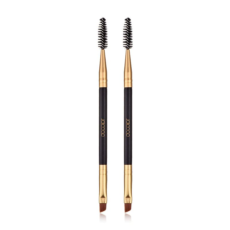 Photo 1 of 2pcs Docolor Duo Eyebrow Brush, Professional Eye Makeup Tool, Eyeshadow Brush and Spoolie Brush Black