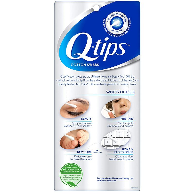 Photo 2 of Q-tips Cotton Swabs For Hygiene and Beauty Care Original Cotton Swab Made With 100% Cotton 375 Count 2 Pack