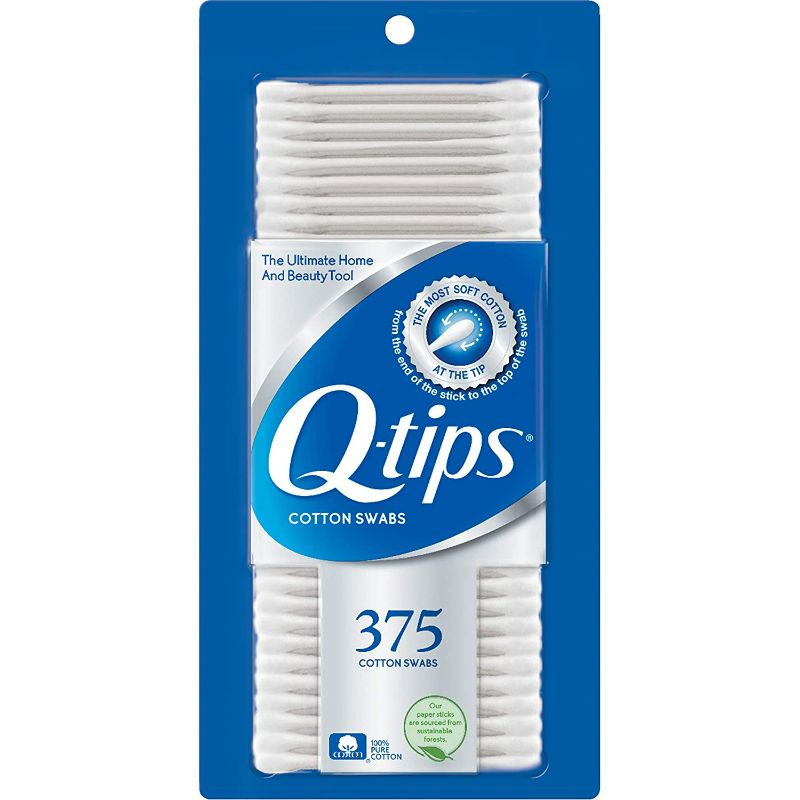 Photo 1 of Q-tips Cotton Swabs For Hygiene and Beauty Care Original Cotton Swab Made With 100% Cotton 375 Count 2 Pack