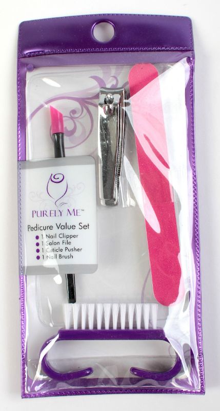 Photo 2 of PROFESSIONAL PEDICURE SET: Includes 4 fingernail clipper, 4 salon nail file, 4 cuticle pusher, and 4 nail brush Set of 4 Sets