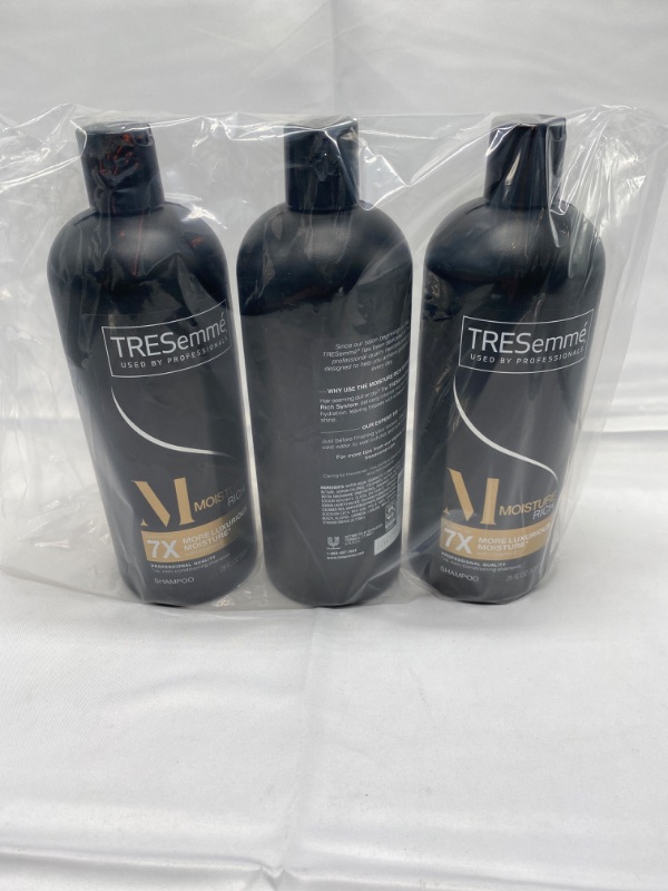 Photo 3 of TRESemmé Shampoo for Dry Hair Moisture Rich Professional Quality Salon-Healthy Look and Shine Moisture Rich Formulated with Vitamin E and Biotin, 28 Fl Oz (Pack of 3)