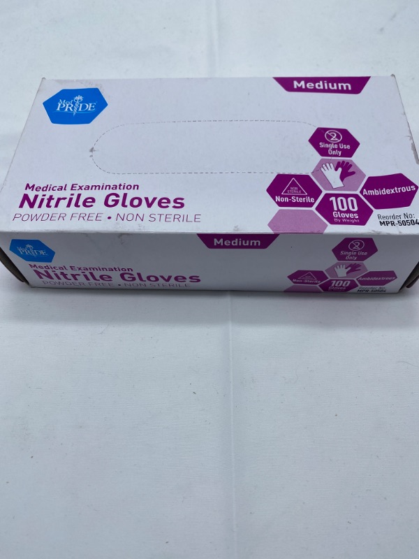 Photo 2 of MedPride Powder-Free Nitrile Exam Gloves, Medium, Box/100 Medium (Pack of 100)