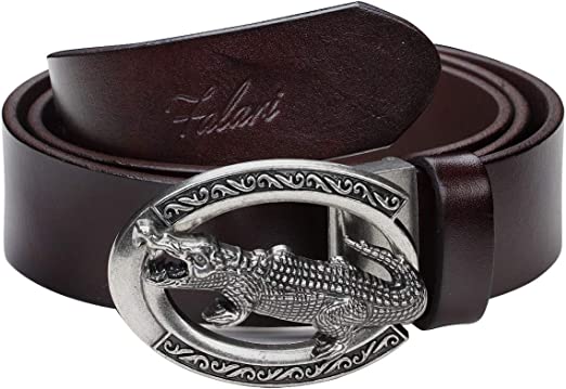 Photo 1 of Falari Men's Dress Belt Jeans Belt Full Grain Leather Alligator Eagle Tiger Bull Buckle New